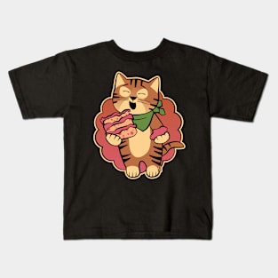 Cat Eating Cake Kids T-Shirt